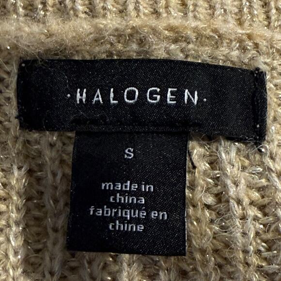 Halogen Women's V-Neck Gold Shimmer Pullover Sweater Size Small Extra Long NWOT - Picture 4 of 8